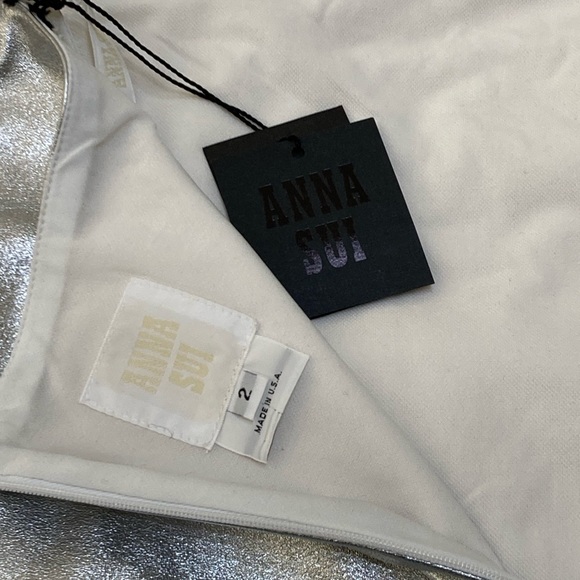 FINAL PRICE. NWT Anna Sui Silver Faux Leather Mini Dress - Picture 6 of 6